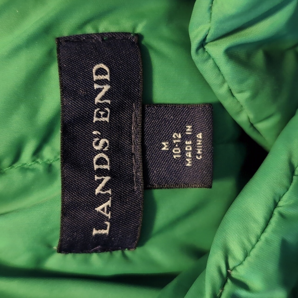 LAND’S END Down Filled Quilted Vest BRIGHT Green WMS Size M - Picture 10 of 14